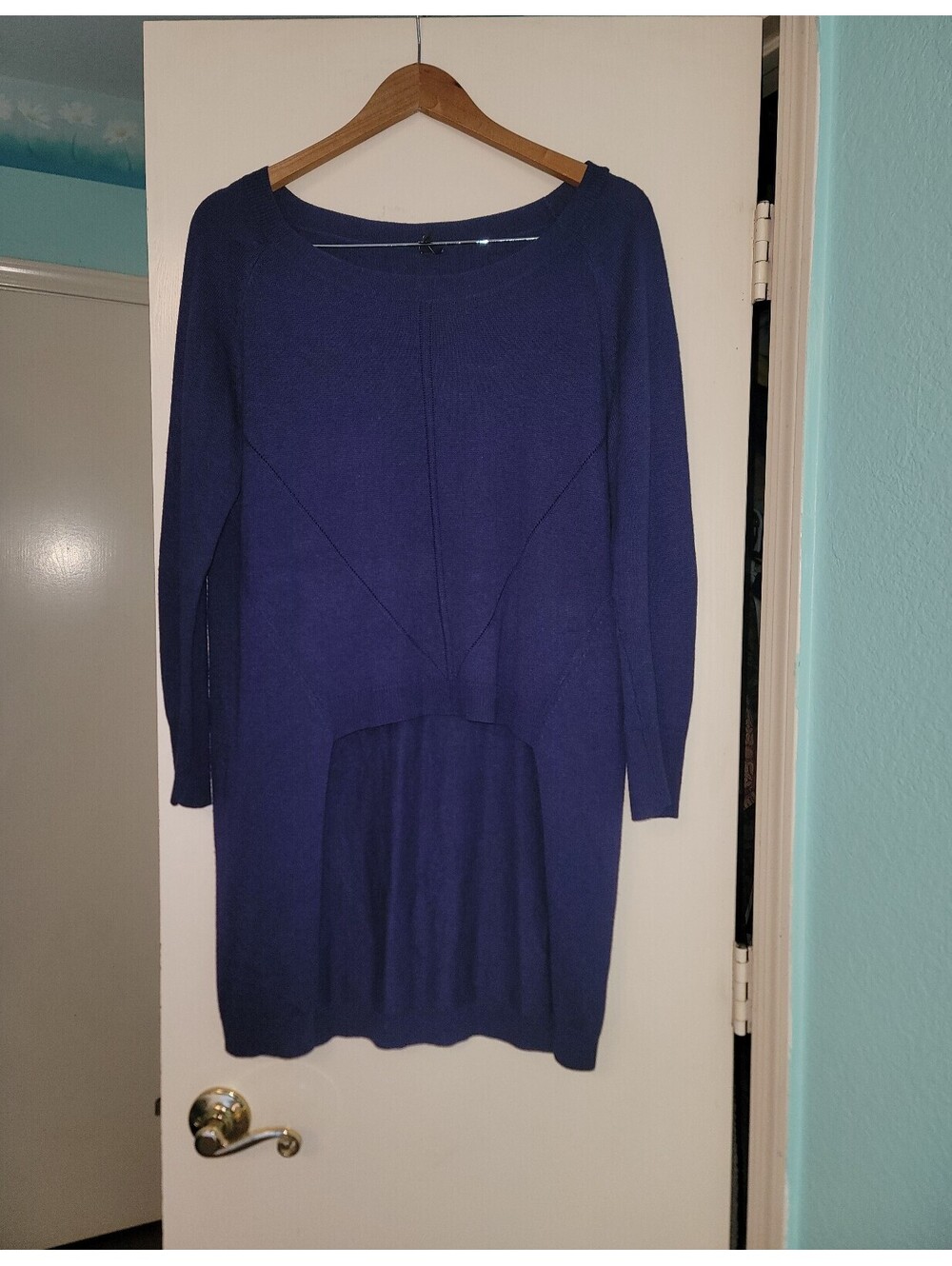 Marciano by Guess M purple sweater dress long sleeve high low knit wool blend